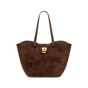 NEW LIKE DREAMS women's harper lock suede tote bag in brown